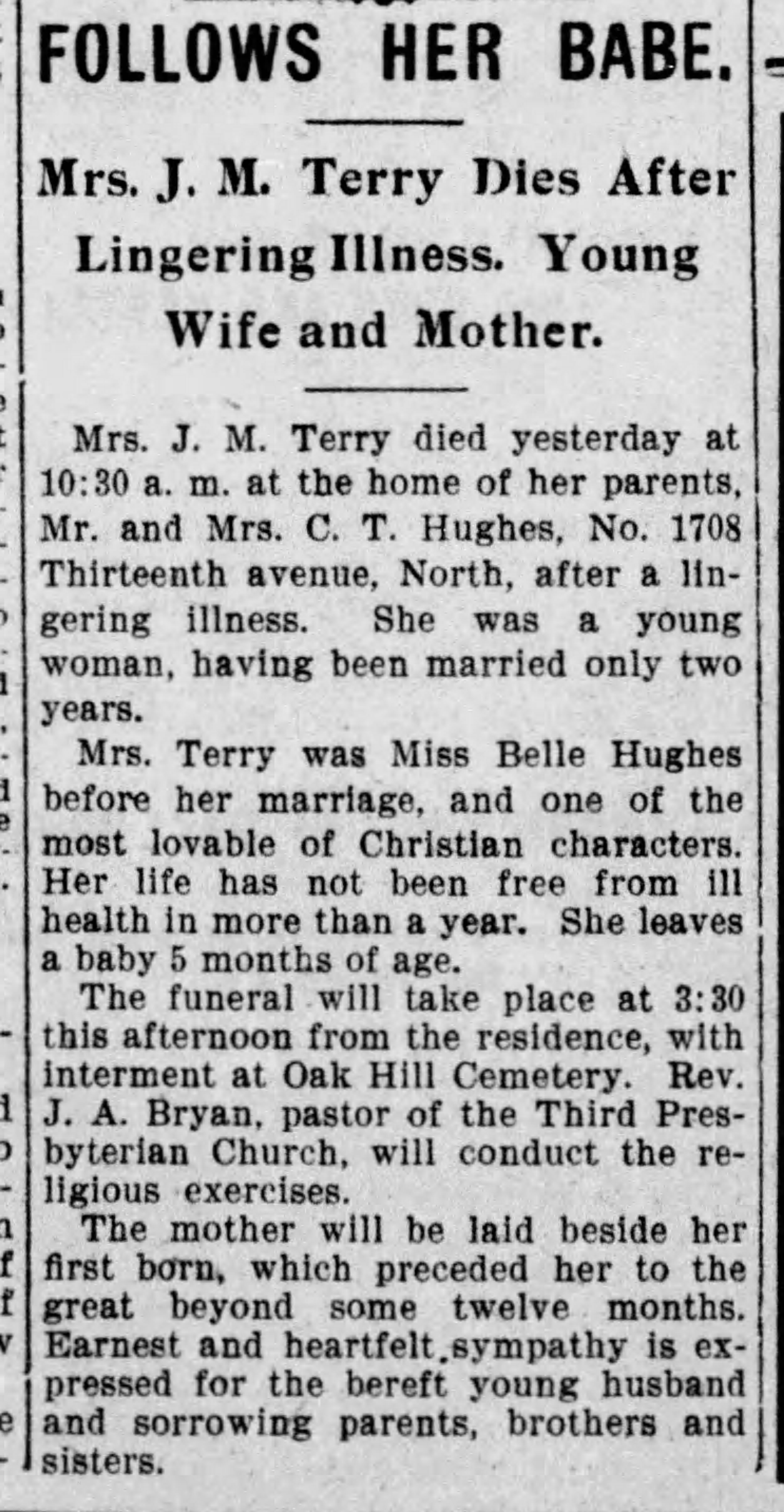 Belle Hughes Terry obituary